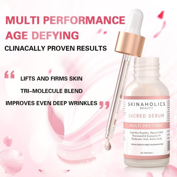 Sacred Serum Muti Performance Peptide Serum Matrixyl 3000 Argireline Hyaluronic Acid Resveratrol Q10 30ML - The World's Best Online Skin Care Store