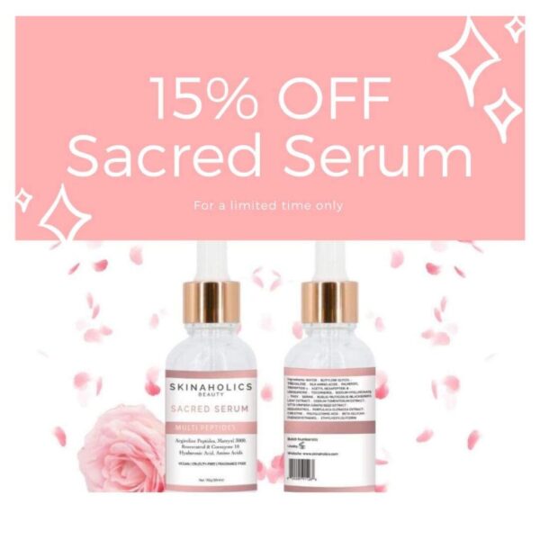 Sacred Serum Muti Performance Peptide Serum Matrixyl 3000 Argireline Hyaluronic Acid Resveratrol Q10 30ML - The World's Best Online Skin Care Store