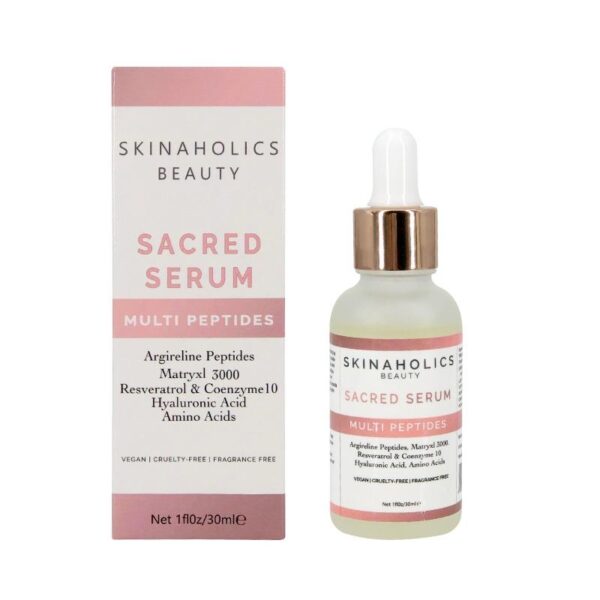 Sacred Serum Muti Performance Peptide Serum Matrixyl 3000 Argireline Hyaluronic Acid Resveratrol Q10 30ML - The World's Best Online Skin Care Store