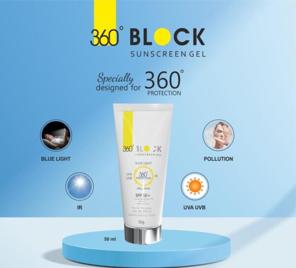 SPF50 Blue Light Infra-Red UVA UVB Full Protection 360 Block Sunscreen Gel 50G - The World's Best Online Skin Care Store